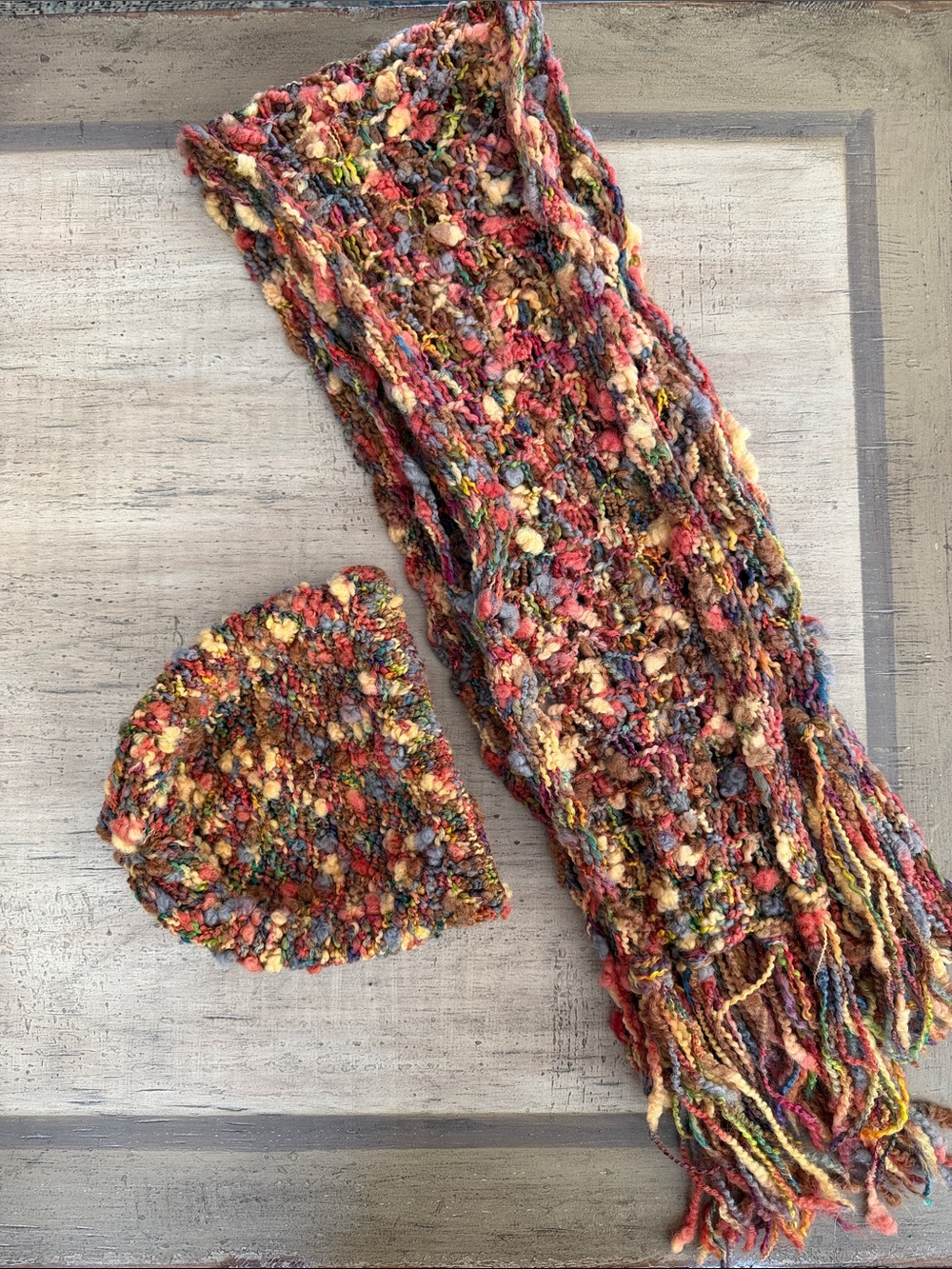 Nordstrom Multicolor Chunky Knit Beanie And Scarf